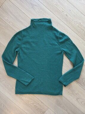 Nicole Miller New York 100% Cashmere Turtleneck Sweater Teal Green Medium